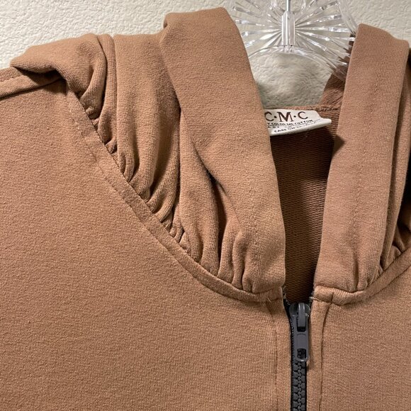 CMC/COLOR ME COTTON Long French Terry Zip Front Long Sleeve Hoodie, Tan - L - Picture 5 of 10